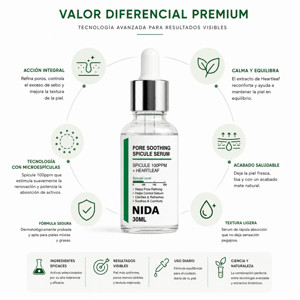 NIDA Pore Soothing Spicule Serum (30ml) – Sérum Facial - Zivanne