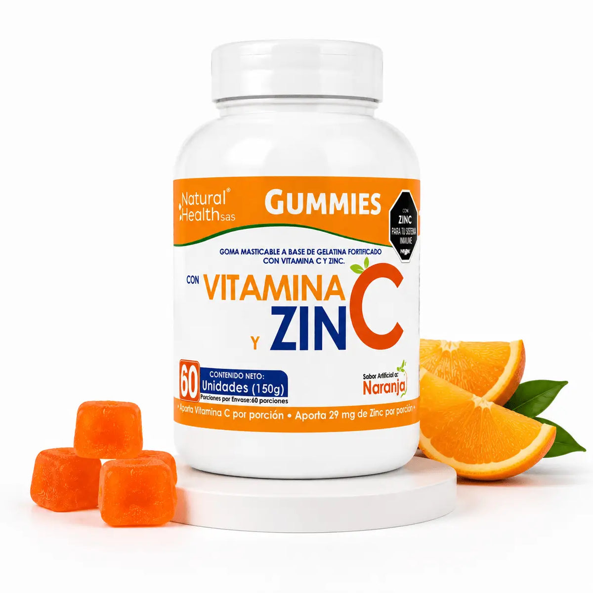NH Gummies Vitamina C y Zinc Naranja 60 Gomitas Zivanne