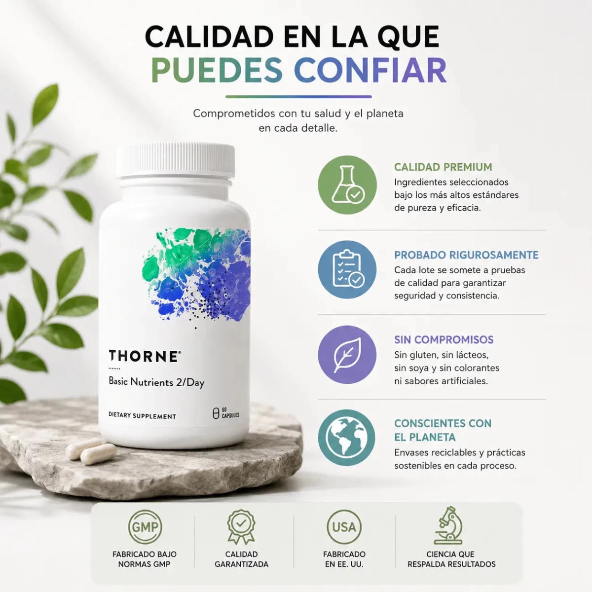 Thorne Basic Nutrients 2/Day (60 Cápsulas) – Multivitamínico Avanzado - Zivanne
