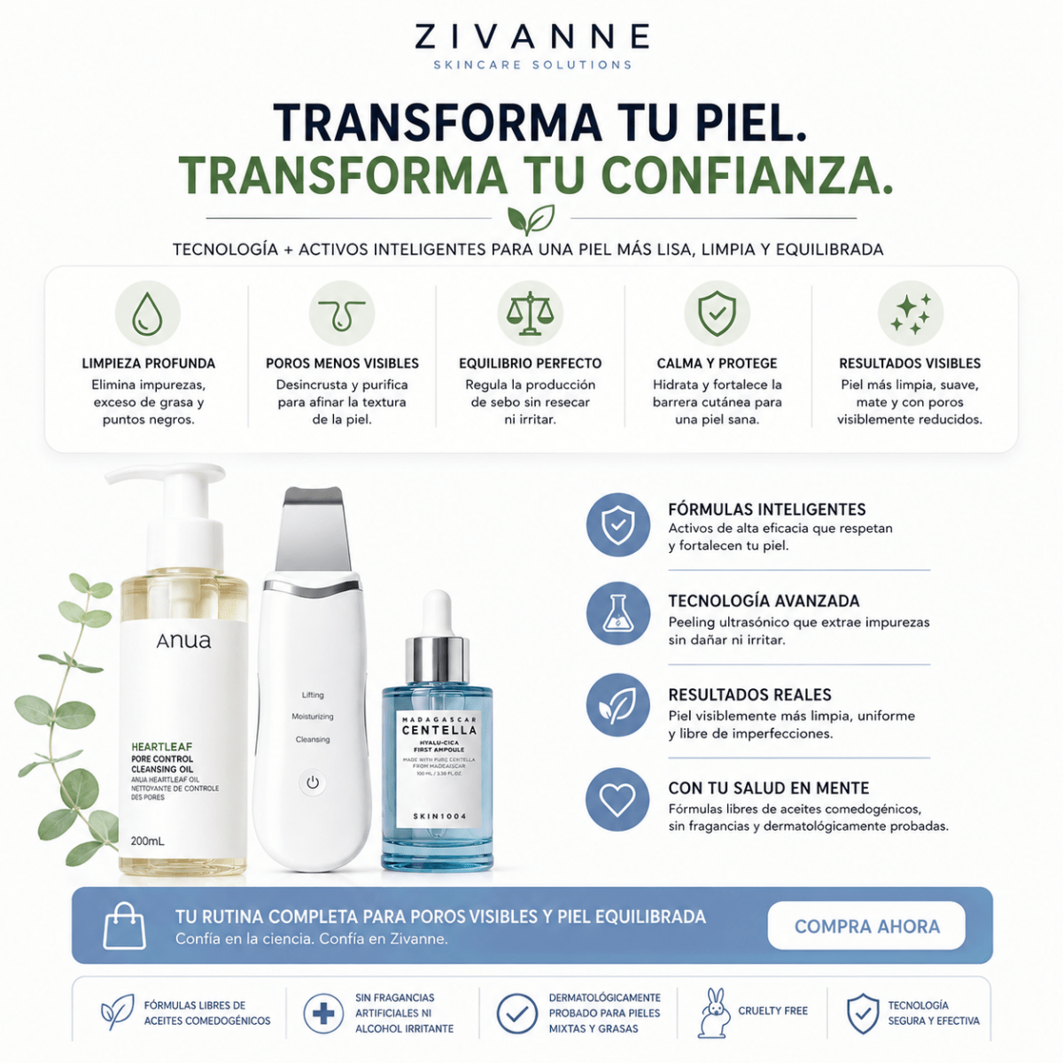 Kit para Piel Mixta a Grasa Limpieza e Hidratación Facial Zivanne