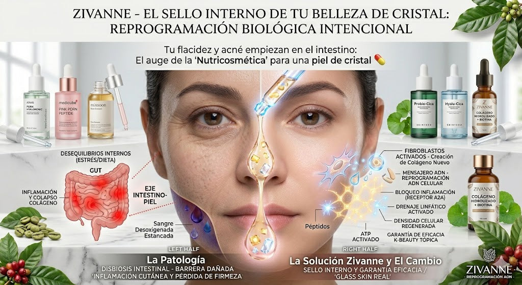Tu flacidez y acné empiezan en el intestino 🧠gut: El auge de la 'Nutricosmética' para una piel de cristal.