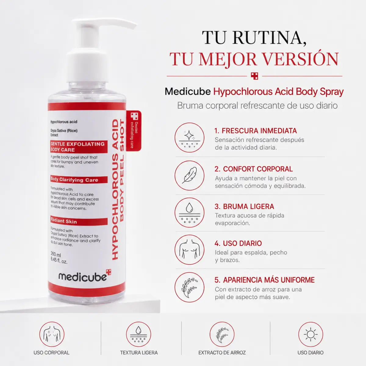 Medicube Hypochlorous Acid Body Spray (250ml) – Spray Corporal - Zivanne