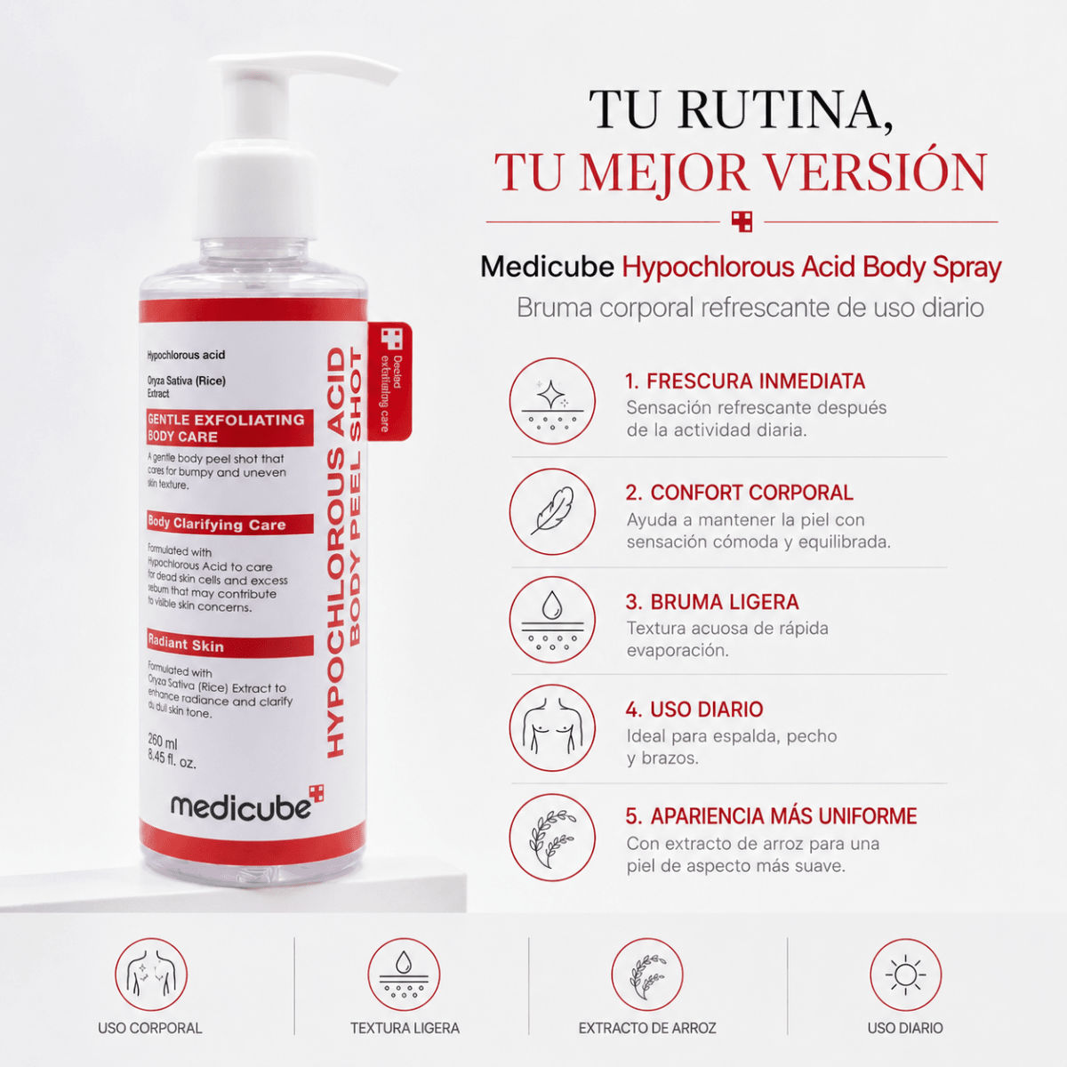Medicube Hypochlorous Acid Body Spray (250ml) – Spray Corporal - Zivanne