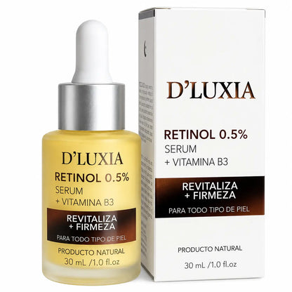 D'LUXIA, Sérum Facial de Retinol 0.5% con Vitamina B3, Renovación y Firmeza, 30 ml