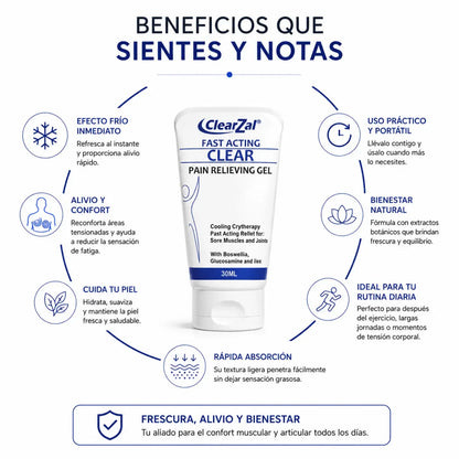 ClearZal Fast Acting Clear Gel Refrescante y Relajante (30ml) - Zivanne
