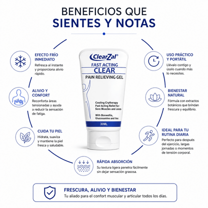 ClearZal Fast Acting Clear Gel Refrescante y Relajante (30ml) - Zivanne