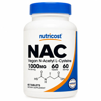 Nutricost, Vegan NAC N-Acetyl L-Cysteine 1000 mg, Suplemento Alimenticio Antioxidante, 60 Tabletas