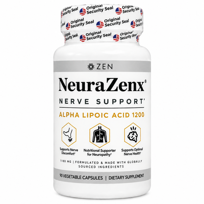 NeuraZenx, Nerve Support Alpha Lipoic Acid 1200, Suplemento Alimenticio de Apoyo Neurológico, 90 Cápsulas Vegetales