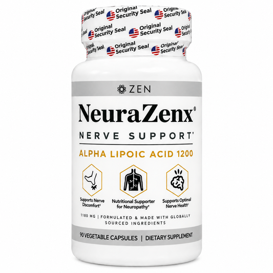 NeuraZenx, Nerve Support Alpha Lipoic Acid 1200, Suplemento Alimenticio de Apoyo Neurológico, 90 Cápsulas Vegetales