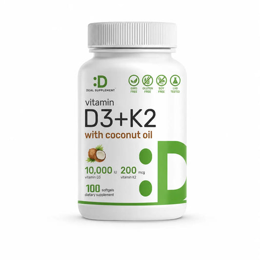Vitamina D3 + K2 Deal Supplement (100 Softgels)