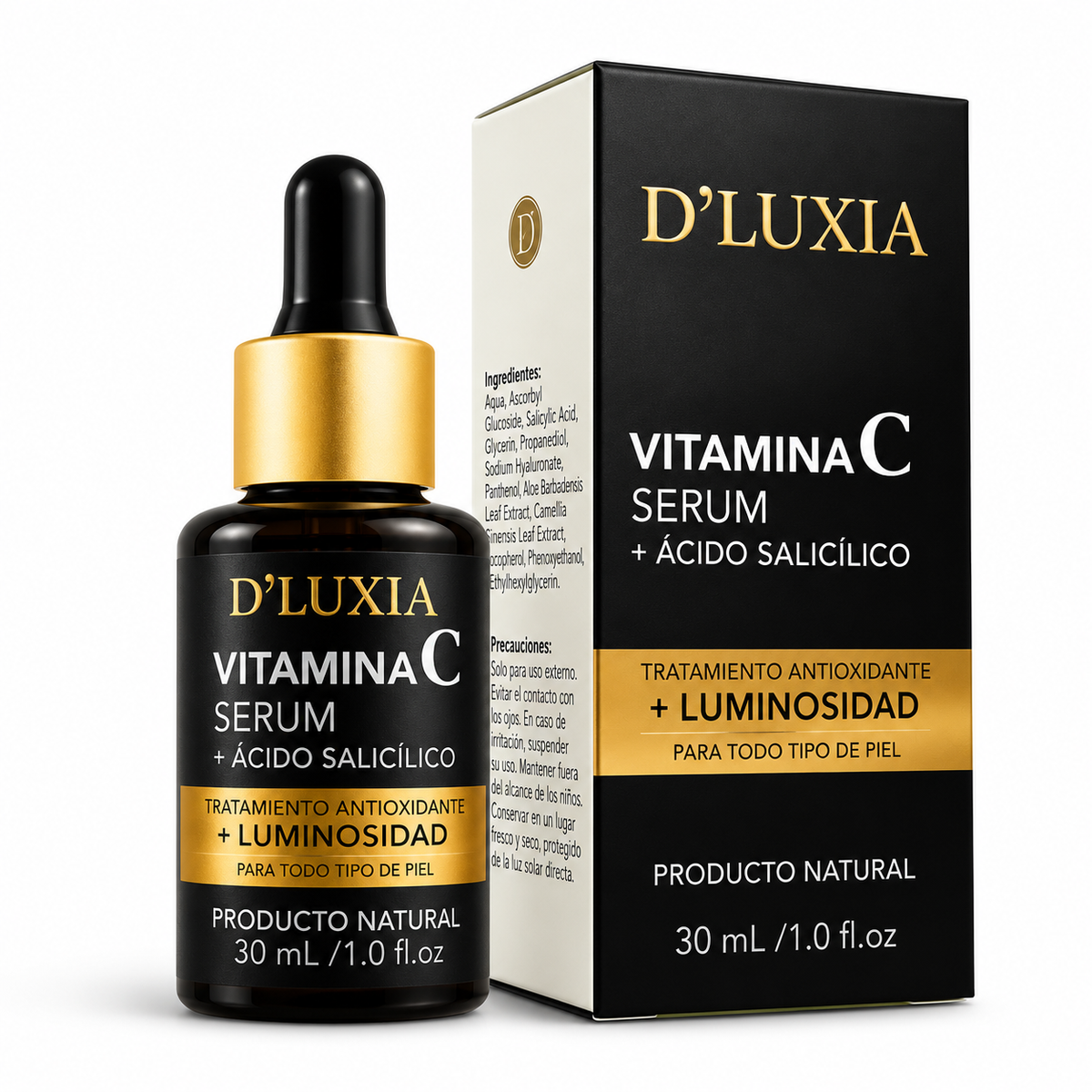 D'LUXIA, Sérum Facial de Vitamina C y Ácido Salicílico, Iluminación y Antioxidante, 30 ml