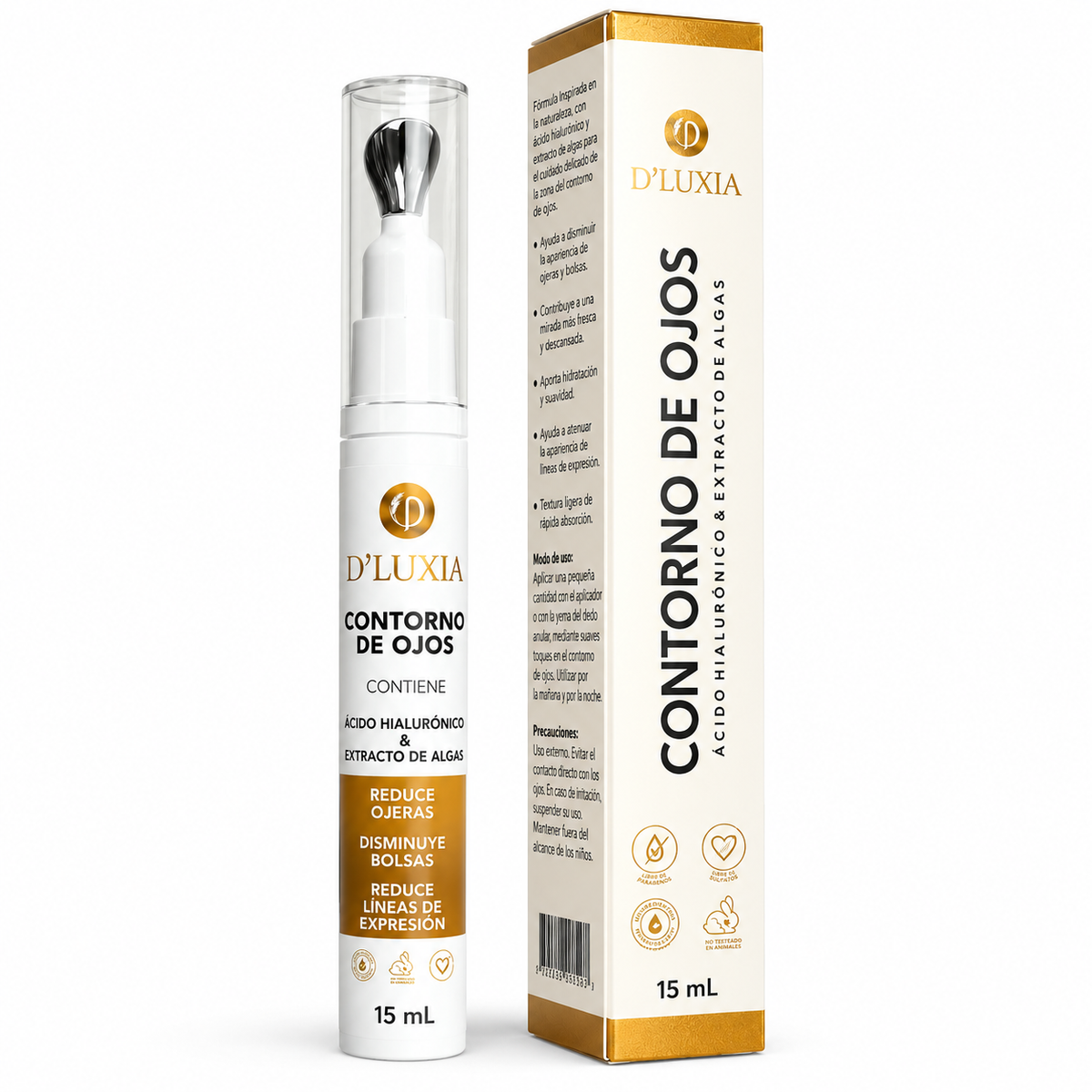 D'LUXIA, Contorno de Ojos Revitalizante Anti-Ojeras y Bolsas, Efecto Tensor e Hidratante, 15 g