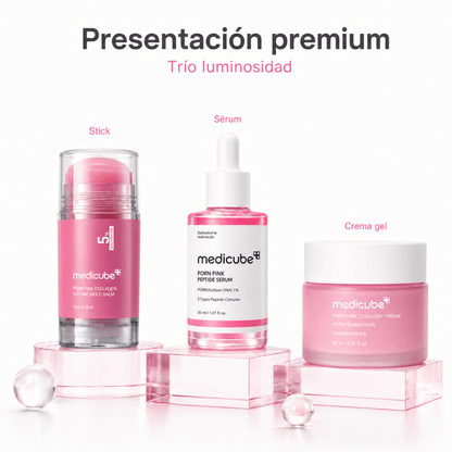 Kit Facial Medicube PDRN Pink: Sérum + Crema + Stick – Trío Luminosidad - Zivanne