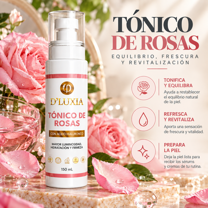 D'LUXIA, Tónico de Rosas Facial, Equilibrio, Frescura y Revitalización, 150 ml