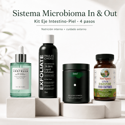 Sistema Microbioma In & Out — Kit Eje Intestino-Piel (4 Pasos) - Zivanne