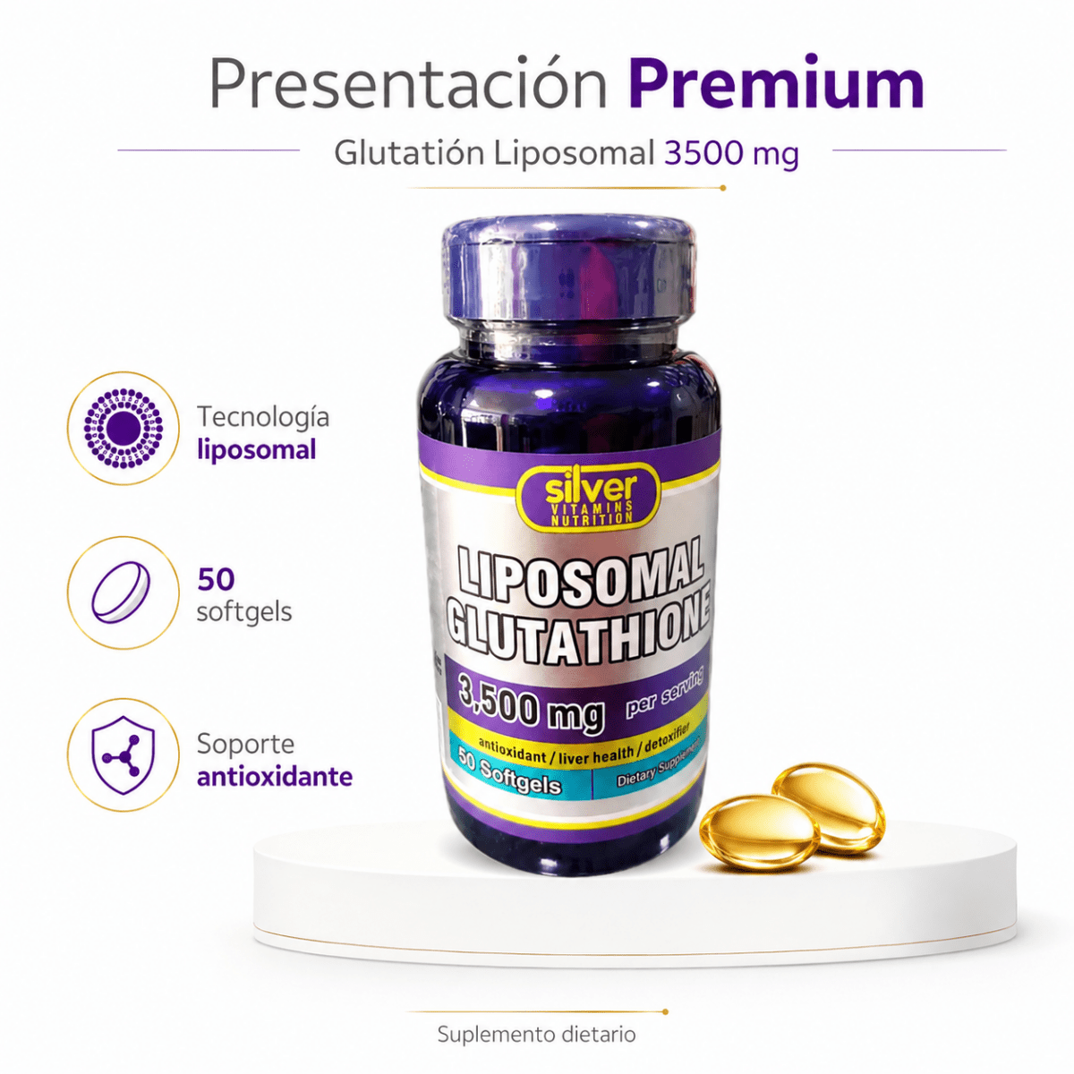 Glutatión Liposomal 3500 mg (50 Softgels) - Zivanne
