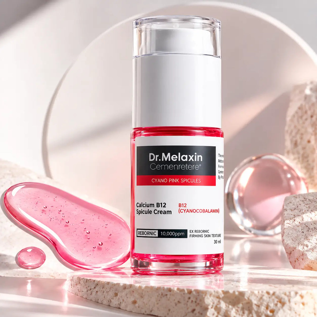 Dr. Melaxin, Cemenrete Calcium B12 Cyano Pink Serum, Tratamiento Facial Perfeccionador de Poros y Textura, 30 ml