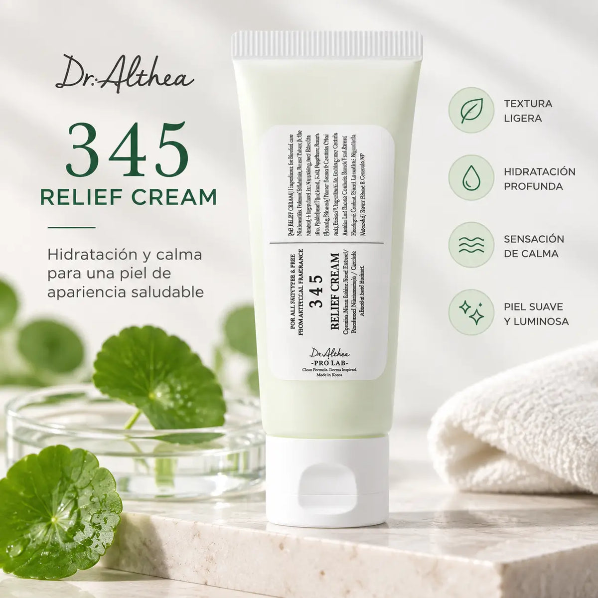 Dr. Althea, 345 Relief Cream, Crema Facial Calmante e Hidratante, 60 ml
