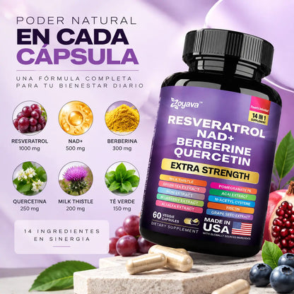 Zoyava, Resveratrol Complex Extra Strength, Suplemento Alimenticio Antioxidante, 60 Cápsulas