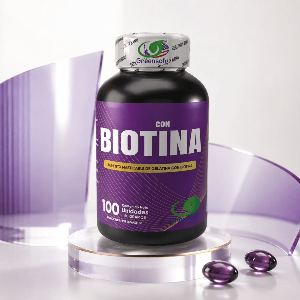 Biotina 10.000 mcg Greensofg (100 Cápsulas Blandas) - Zivanne