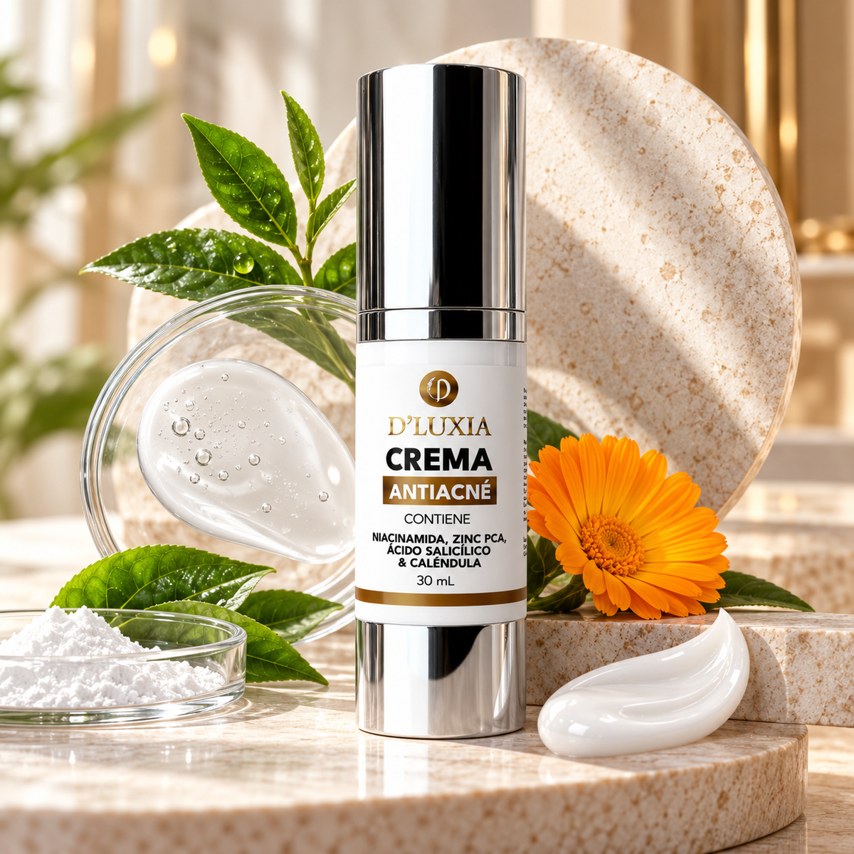 D'LUXIA, Crema Facial Anti-Acné y Control de Sebo, Niacinamida, Zinc PCA y Ácido Salicílico, 30 ml