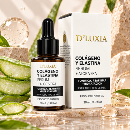 D'LUXIA, Sérum Facial de Colágeno, Elastina y Aloe Vera, Tonificante e Hidratante, 30 ml