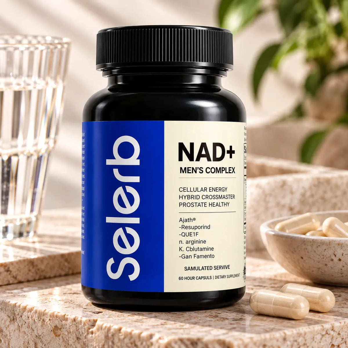 Selerb, NAD+ Men's Complex, Suplemento Alimenticio de Energía Celular y Salud Masculina, 60 Cápsulas