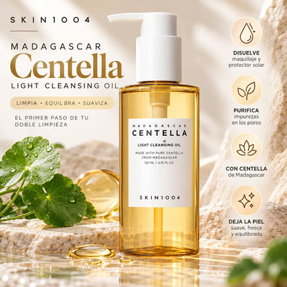 SKIN1004, Madagascar Centella Light Cleansing Oil, Aceite Limpiador Facial Desmaquillante y Purificante K-Beauty, 120 ml