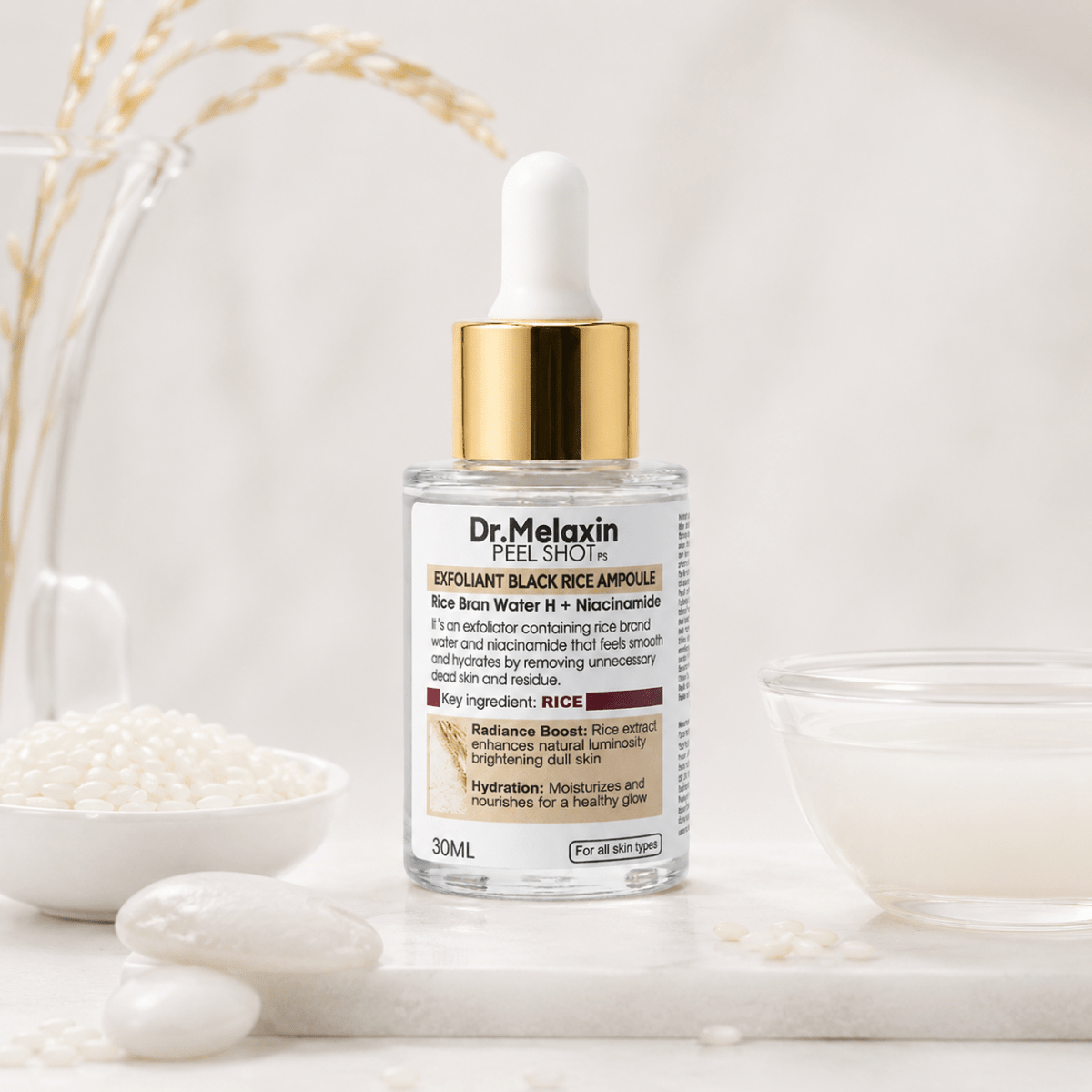 Dr. Melaxin Rice Brightening Ampoule (30ml) – Ampolla Facial - Zivanne