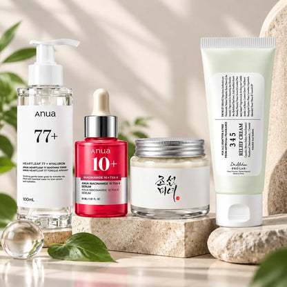 Zivanne, Kit Completo Unificador y Nutrición Intensa K-Beauty, Rutina Facial de 4 Pasos, Set de 4 Piezas