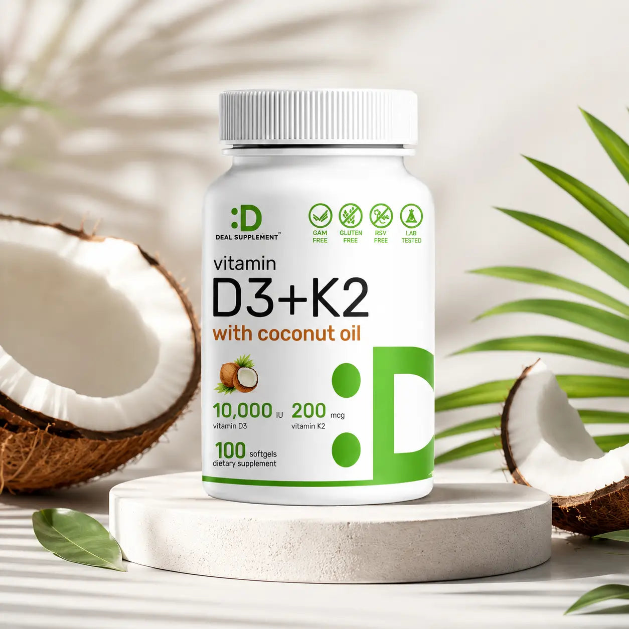 Vitamina D3 + K2 Deal Supplement (100 Softgels)