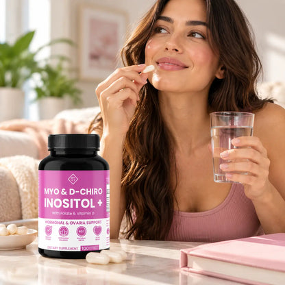Optify, Myo & D-Chiro Inositol Plus, Suplemento Alimenticio para el Balance Hormonal y Salud Ovárica, 120 Cápsulas