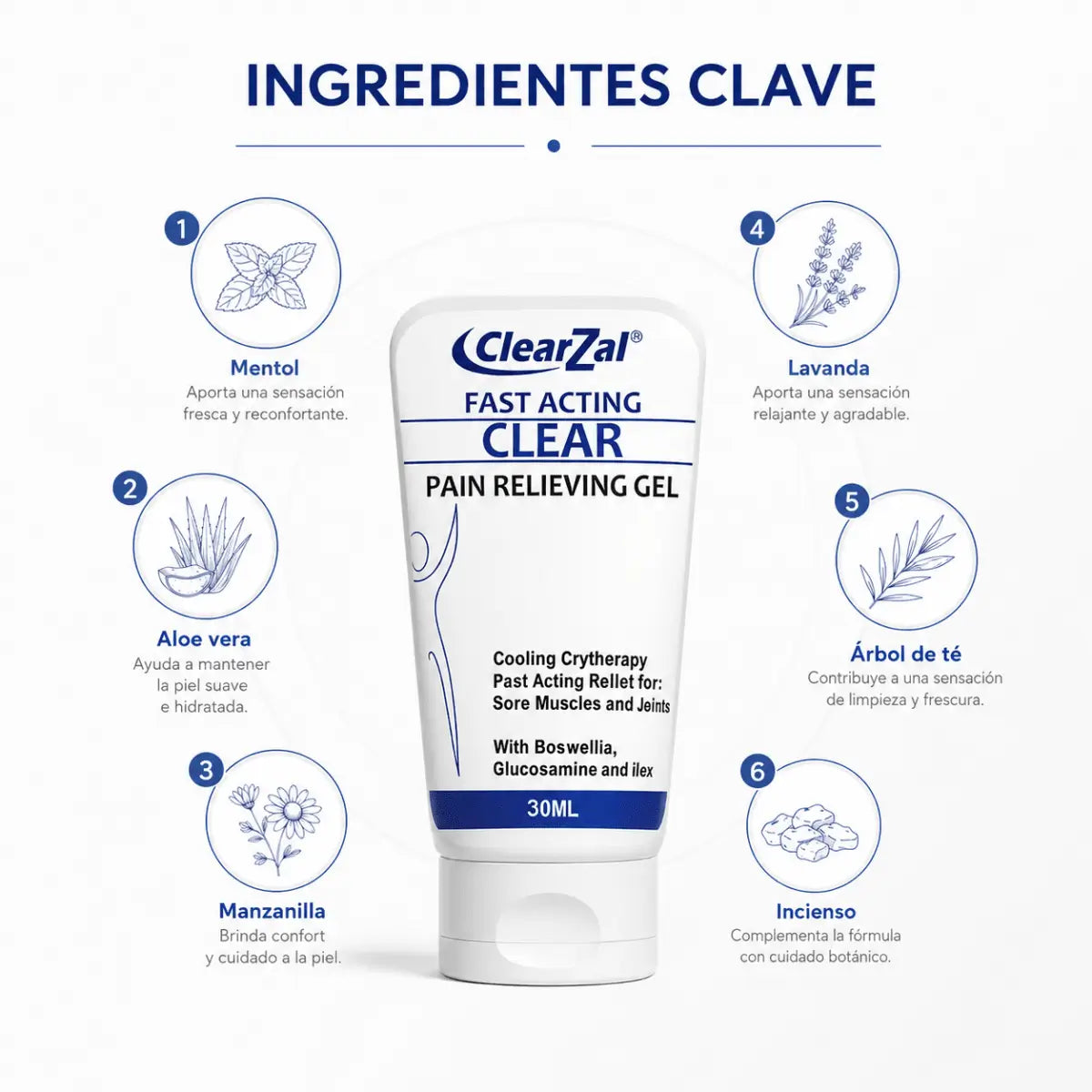 ClearZal Fast Acting Clear Gel Refrescante y Relajante (30ml) - Zivanne