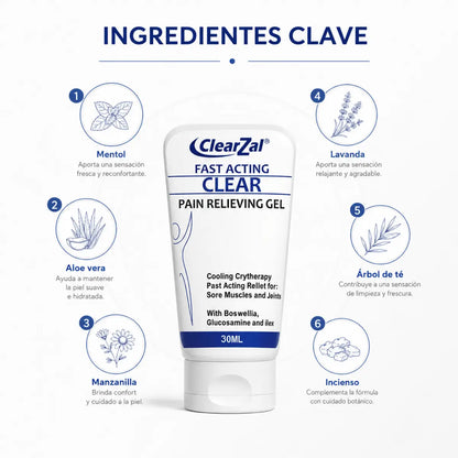 ClearZal Fast Acting Clear Gel Refrescante y Relajante (30ml) - Zivanne