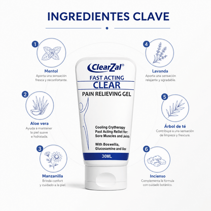ClearZal Fast Acting Clear Gel Refrescante y Relajante (30ml) - Zivanne