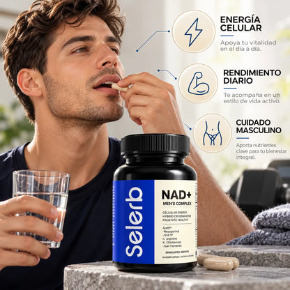 Selerb, NAD+ Men's Complex, Suplemento Alimenticio de Energía Celular y Salud Masculina, 60 Cápsulas