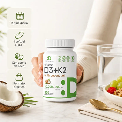 Vitamina D3 + K2 Deal Supplement (100 Softgels)
