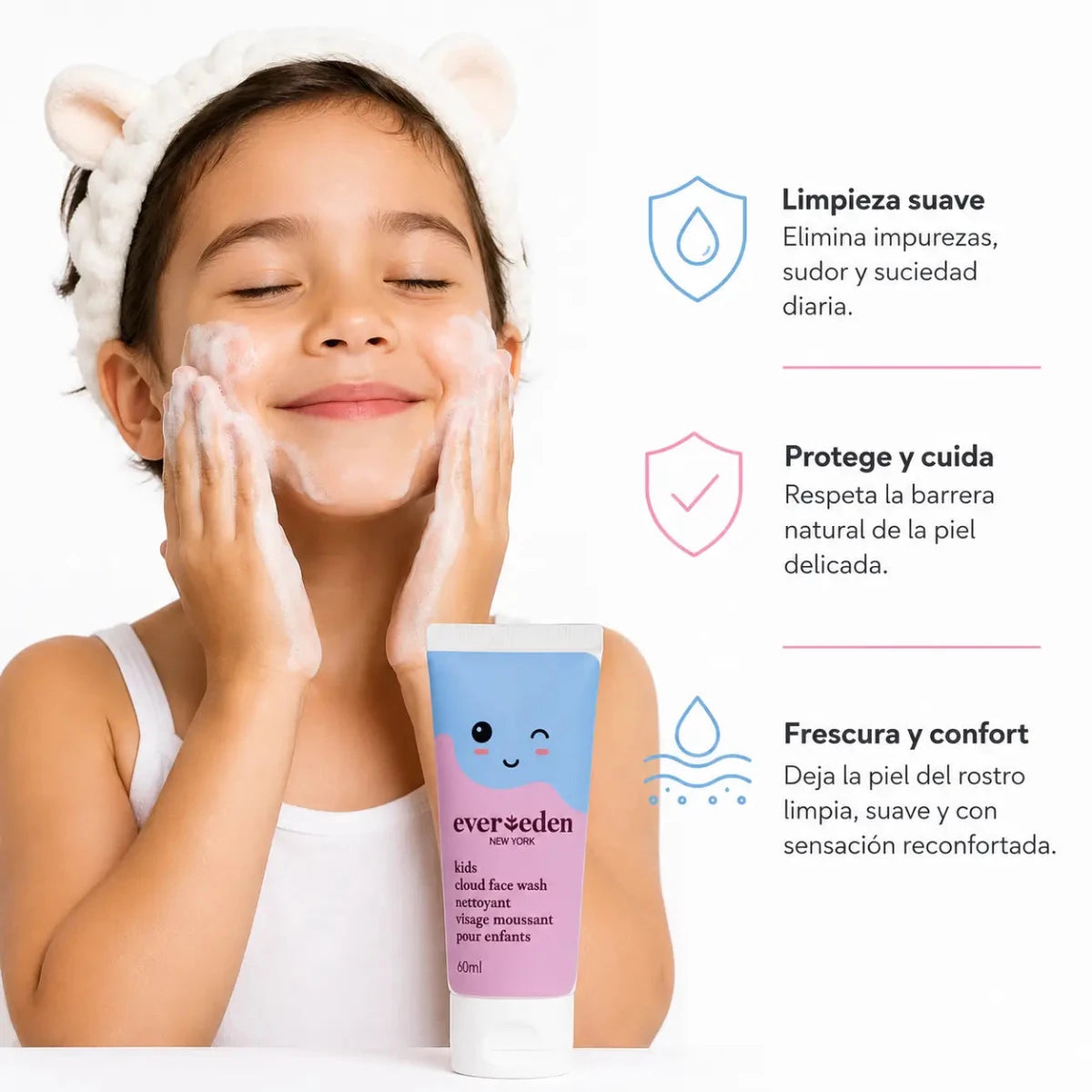 Evereden Kids Dual Action Face Wash (60ml) – Gel Limpiador - Zivanne