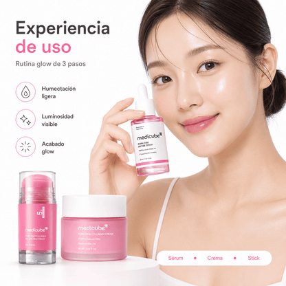 Kit Facial Medicube PDRN Pink: Sérum + Crema + Stick – Trío Luminosidad - Zivanne