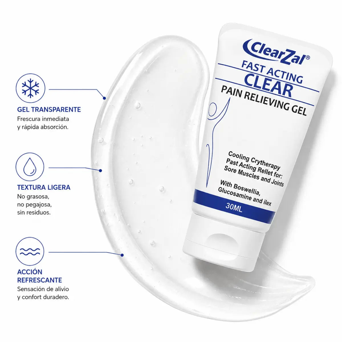 ClearZal Fast Acting Clear Gel Refrescante y Relajante (30ml) - Zivanne