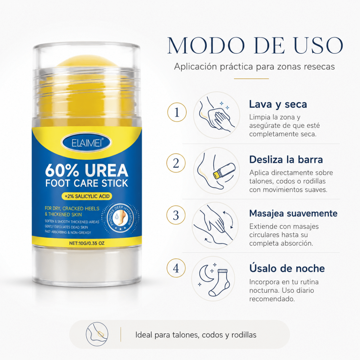 Barra de Urea 60% con Ácido Salicílico – Cuidado de Pies - Zivanne