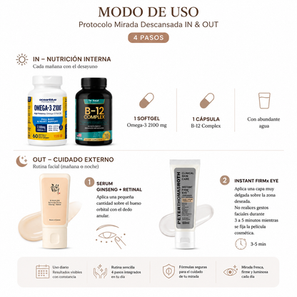 Protocolo Mirada Descansada In & Out — Kit Contorno de Ojos (4 Pasos)