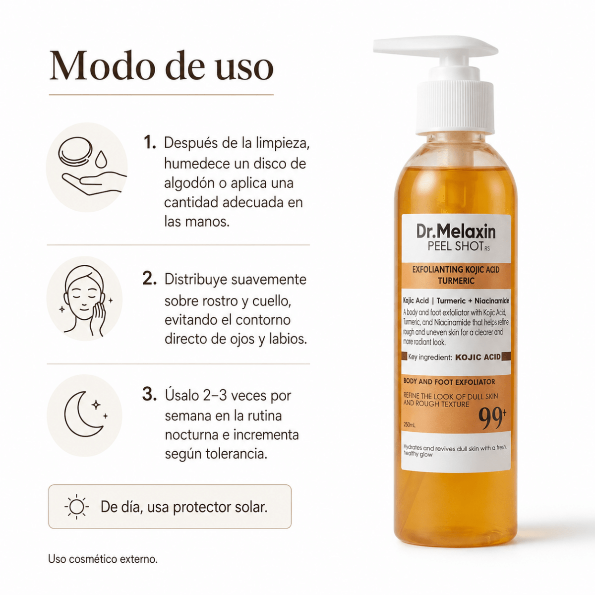 Dr. Melaxin Peel Shot (250ml) – Solución Exfoliante y Renovadora - Zivanne