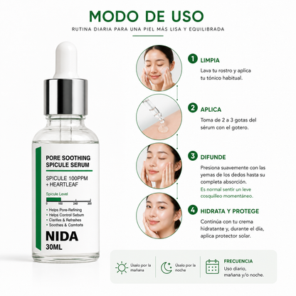 NIDA Pore Soothing Spicule Serum (30ml) – Sérum Facial