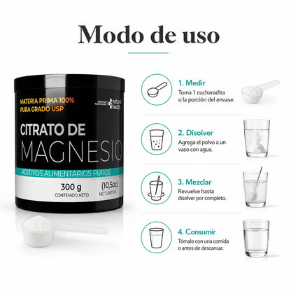 Citrato de Magnesio Puro (300 g en Polvo)