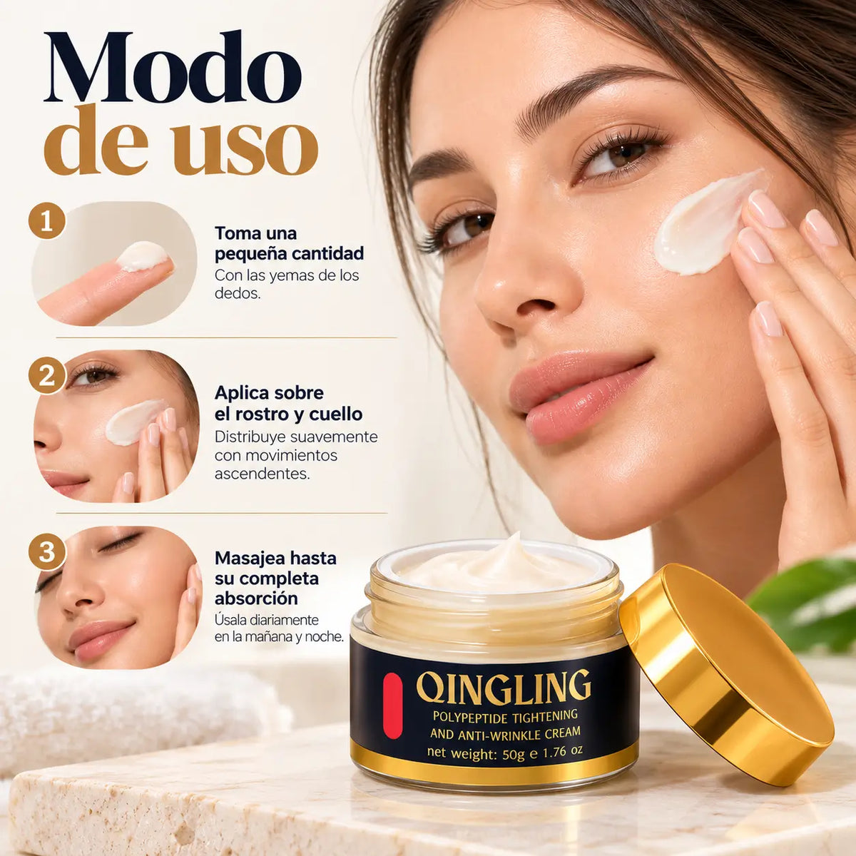 Qingling, Crema Facial Hidratante Profunda y Calmante, Nutrición e Iluminación