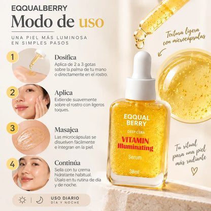 EQQUALBERRY, Deep Cera Vitamin Illuminating Serum, Sérum Facial Iluminador, 30 ml