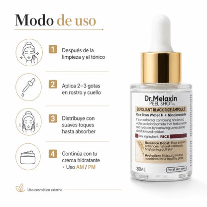 Ampolla facial iluminadora Dr Melaxin Rice Brightening 30ml con extracto de arroz y niacinamida K-Beauty Zivanne