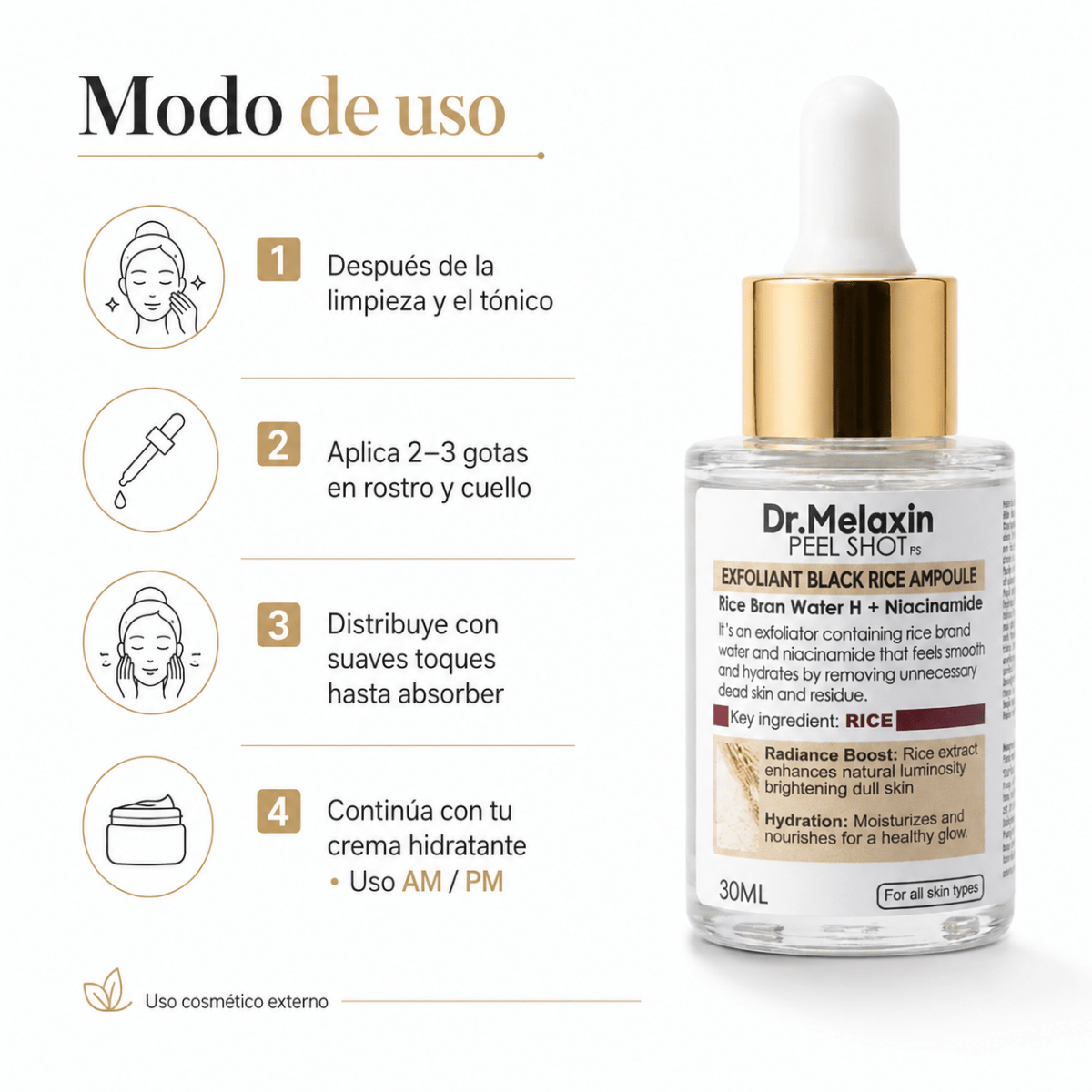 Dr. Melaxin Rice Brightening Ampoule (30ml) – Ampolla Facial - Zivanne