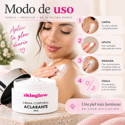 SkinGlow, Crema Facial y Corporal Iluminadora, Unificadora del Tono, 60 ml